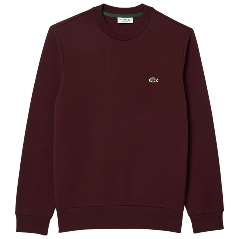 lacoste mens fleece crew neck sweatshirt knitted jumper maroon0
