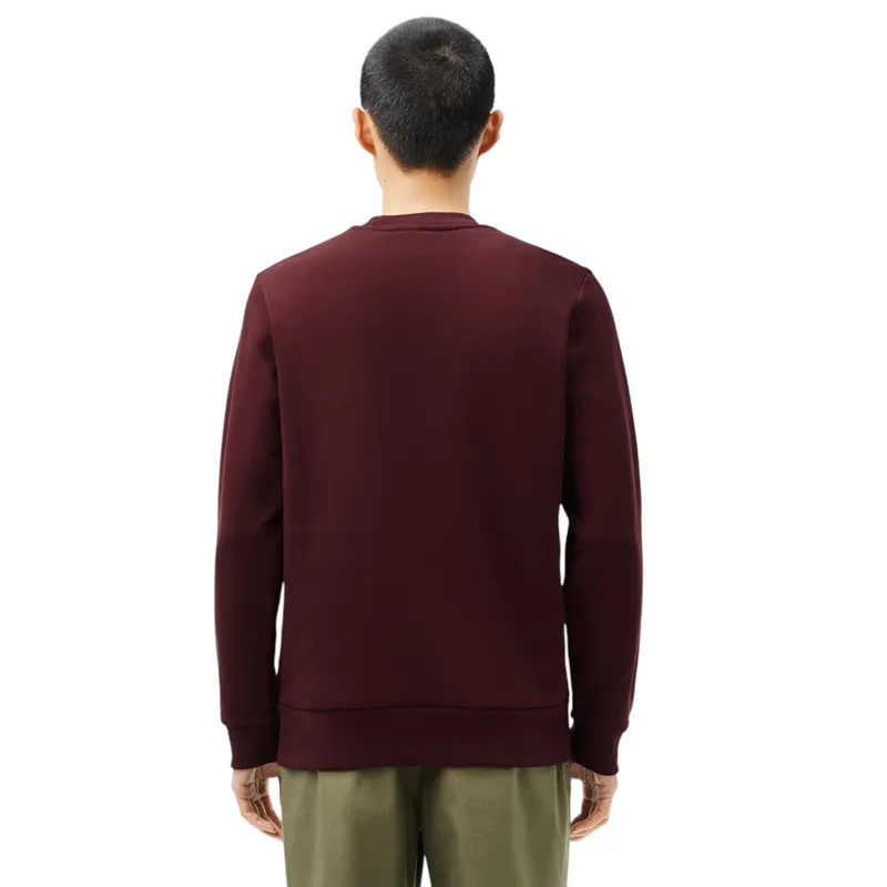 lacoste mens fleece crew neck sweatshirt knitted jumper maroon3