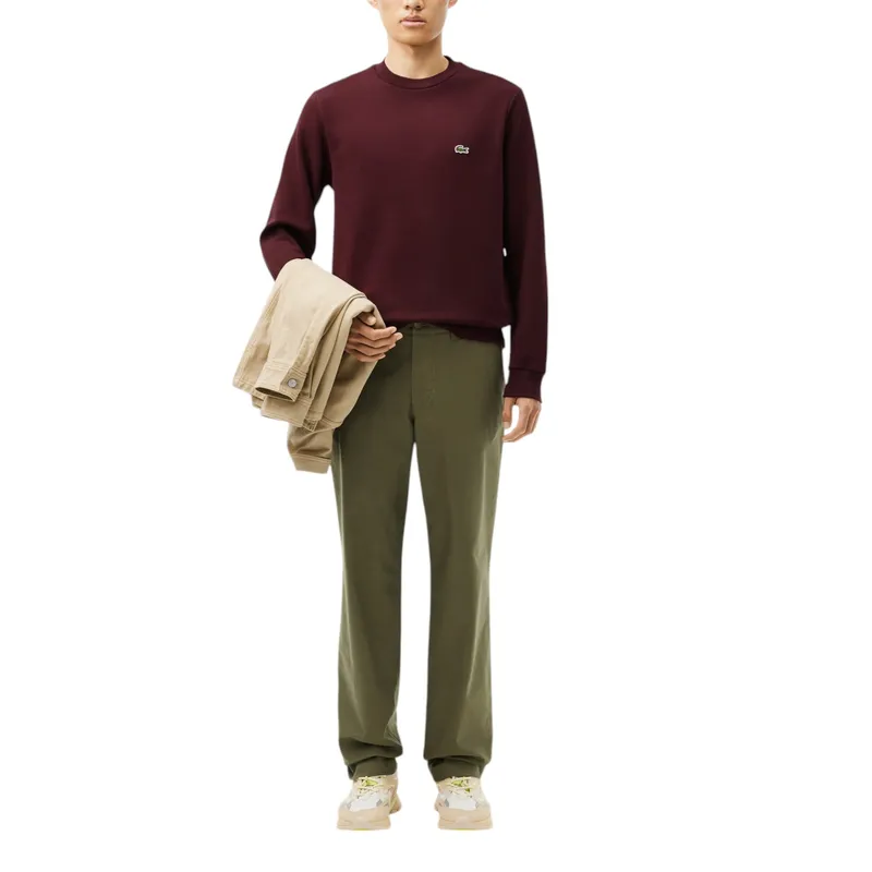 lacoste mens fleece crew neck sweatshirt knitted jumper maroon4