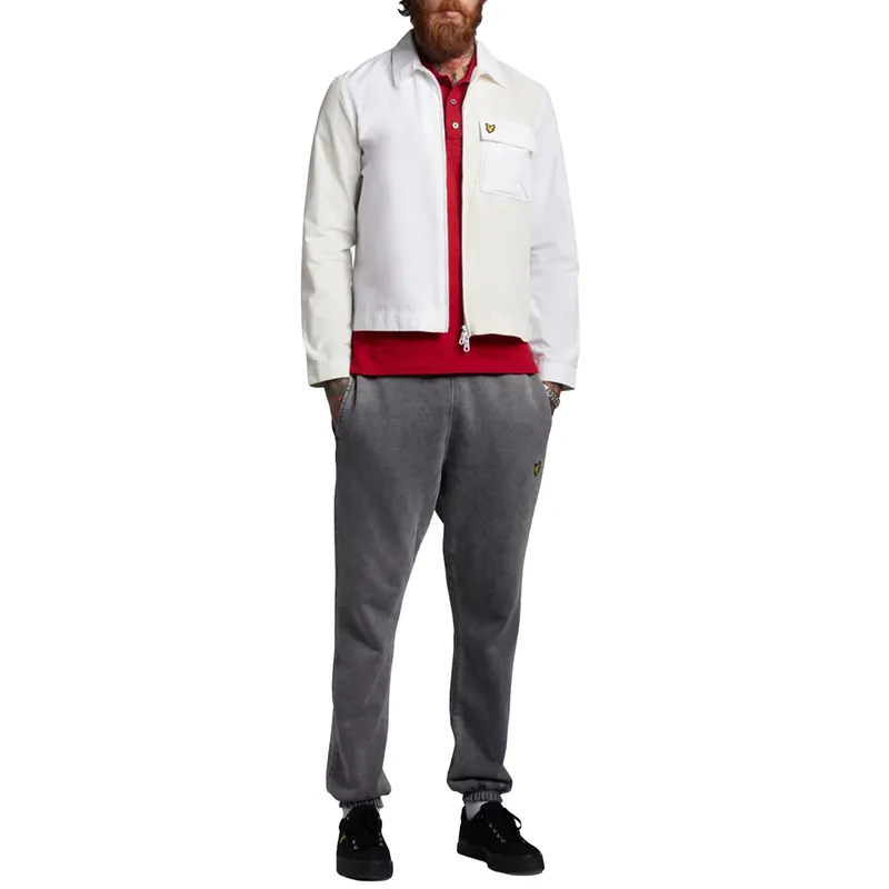 lyle and scott mens jacket overshirt regular fit full zip casual cotton white0