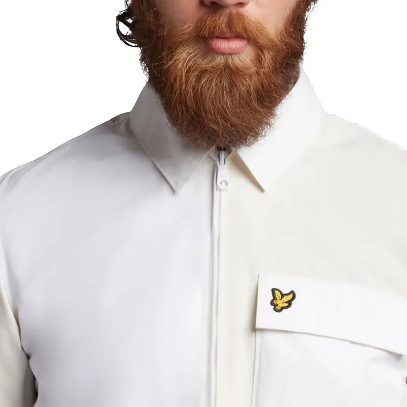 lyle and scott mens jacket overshirt regular fit full zip casual cotton white2