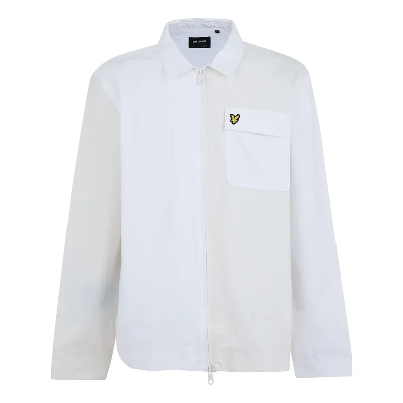 lyle and scott mens jacket overshirt regular fit full zip casual cotton white3