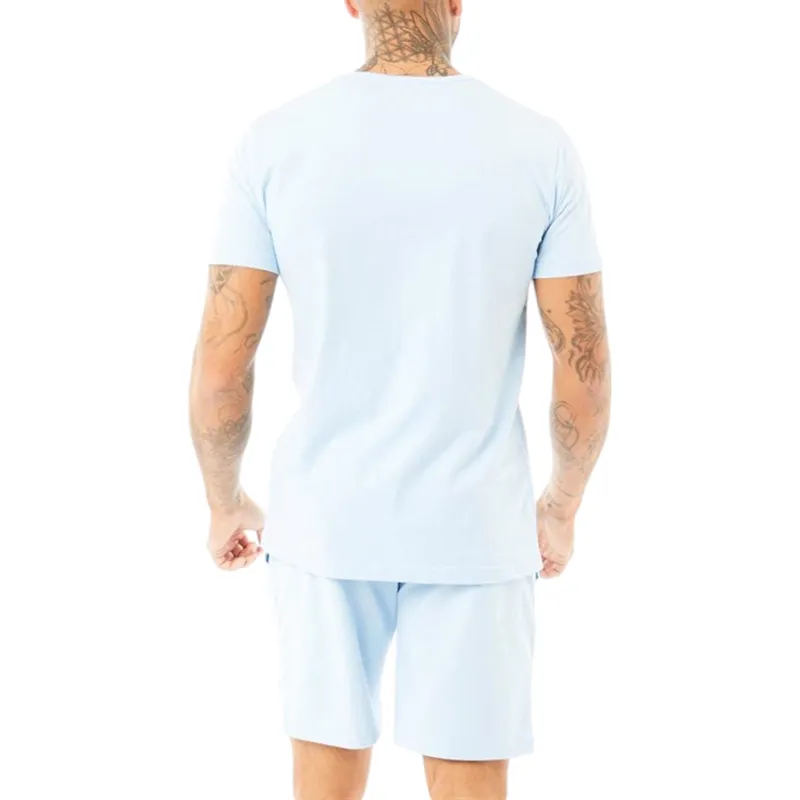 lyle & scott mens lounge set t-shirt shorts summer sleepwear sky blue1