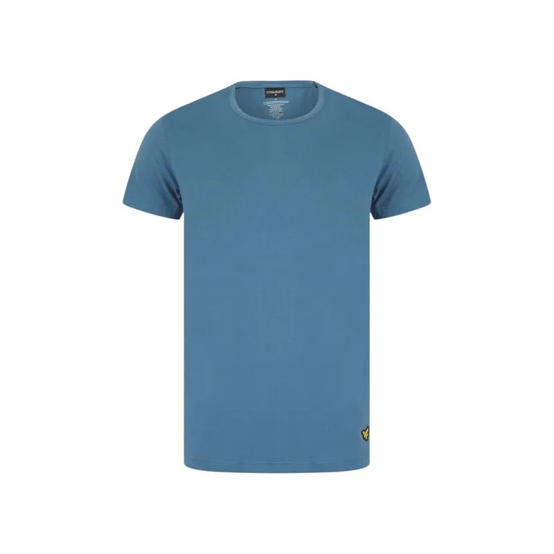 lyle & scott mens lounge set t-shirt shorts summer sleepwear teal blue and navy0