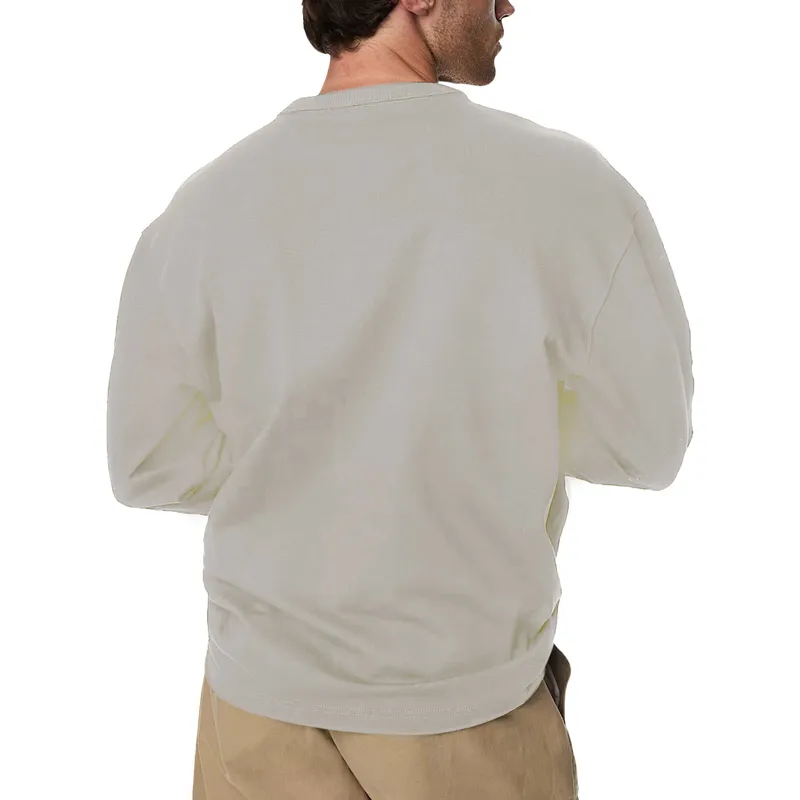 m&s mens t shirts oversized pure cotton long sleeve beige2