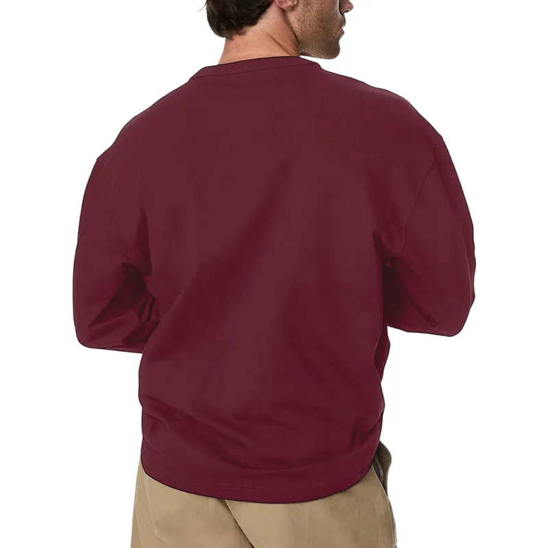m&s mens t shirts oversized pure cotton long sleeve maroon1