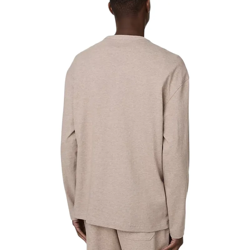 m&s mens t shirts pure cotton long sleeve beige0