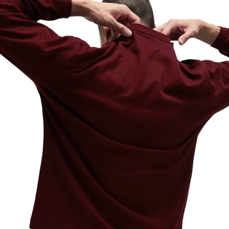 m&s mens t shirts pure cotton long sleeve maroon0