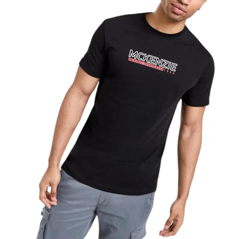 mckenzie elevated t shirt mens top cotton short sleeve black2