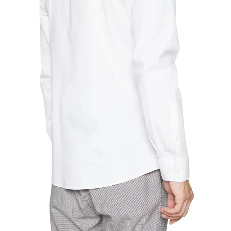 mens casual band collar shirt long sleeve white4