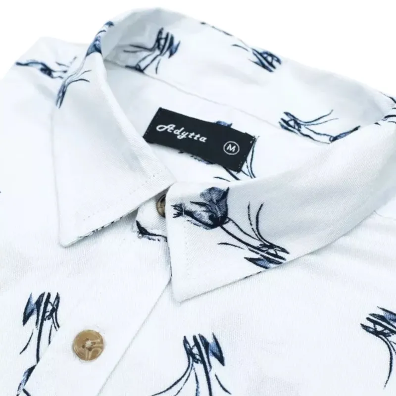 mens hawaiian summer casual viscose floral shirts white flowers0
