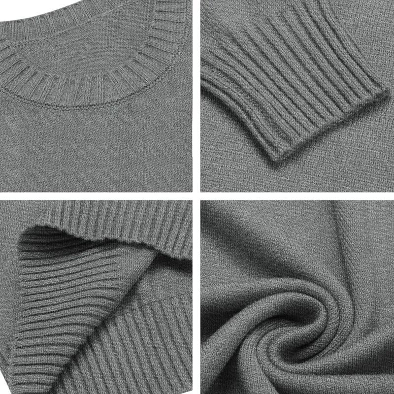 mens jumpers crew neck ribbed casual pullover winter sweater grey2
