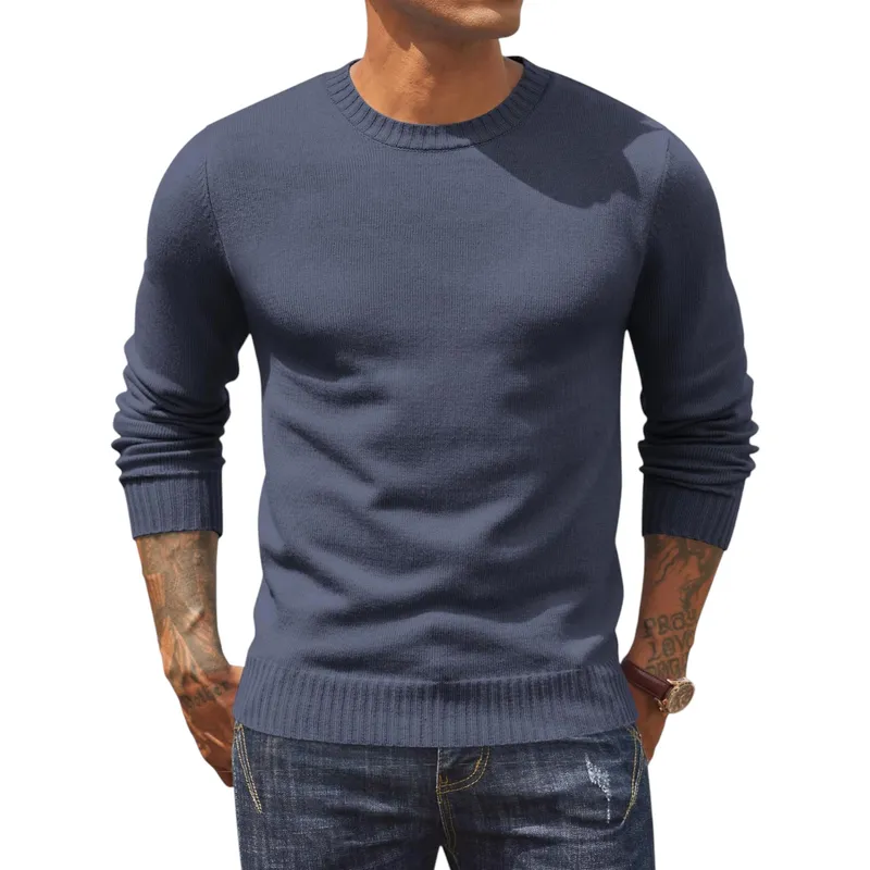 mens jumpers crew neck ribbed casual pullover winter sweater navy0