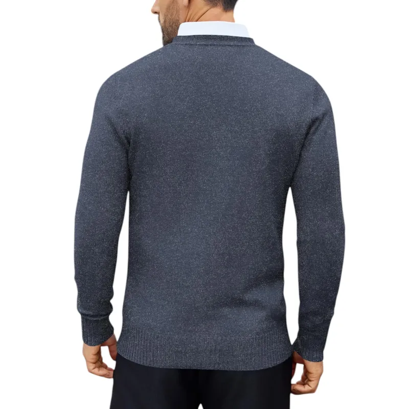 mens jumpers crew neck ribbed casual pullover winter sweater navy1