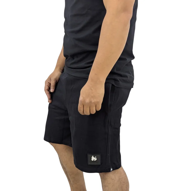 mens shorts beach wear elasticated cotton stretch summer half pants black1