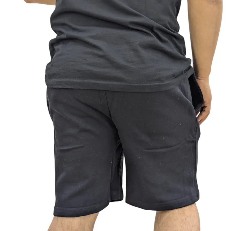mens shorts beach wear elasticated cotton stretch summer half pants black3
