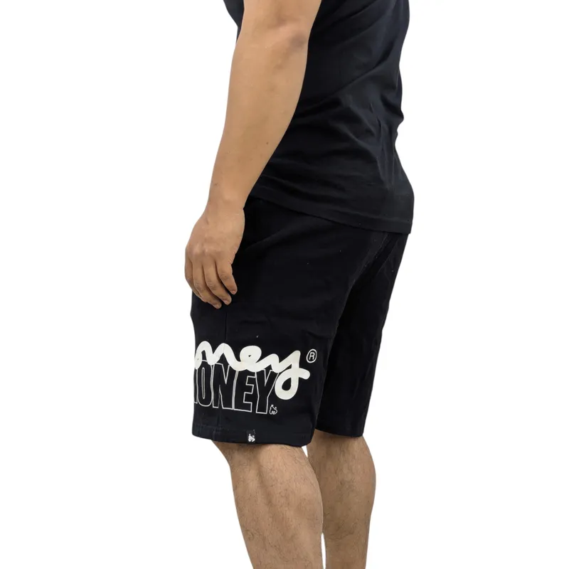 money clothing mens black shorts casual cotton stretch summer half pants1