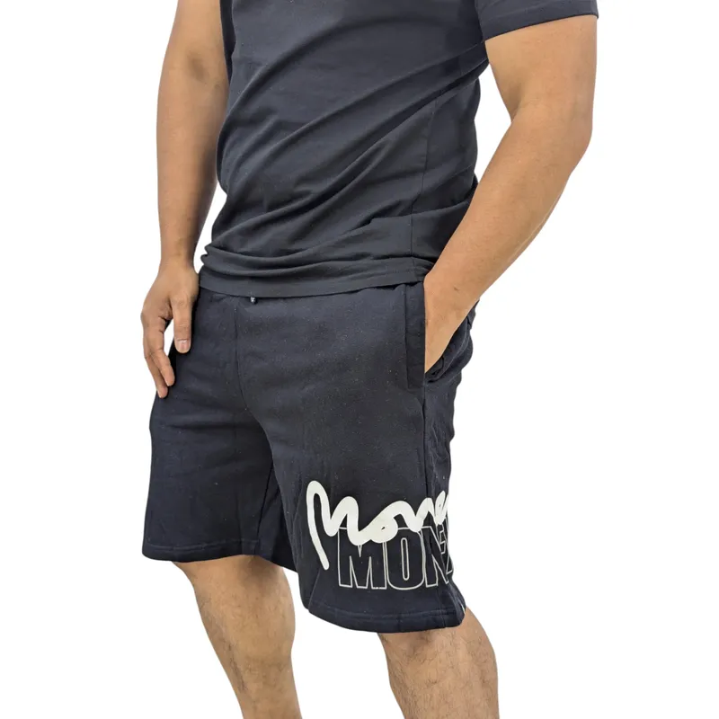money clothing mens black shorts casual cotton stretch summer half pants4