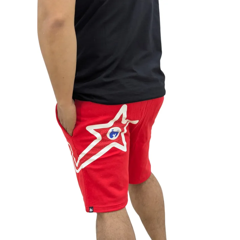money clothing mens shorts sig star beach wear half pants red3