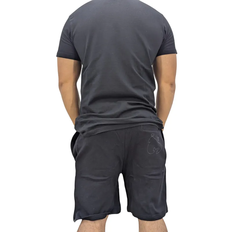 money mens summer shorts beach wear casual cotton stretch black1