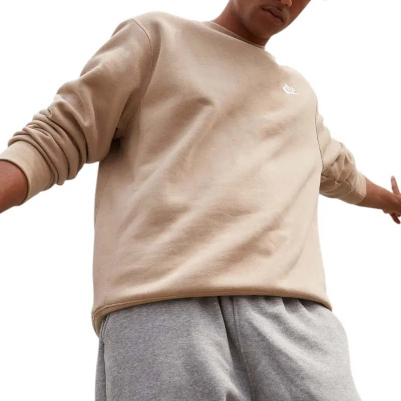 nike bv2662 men's sweatshirt club fleece sportswear light beige4