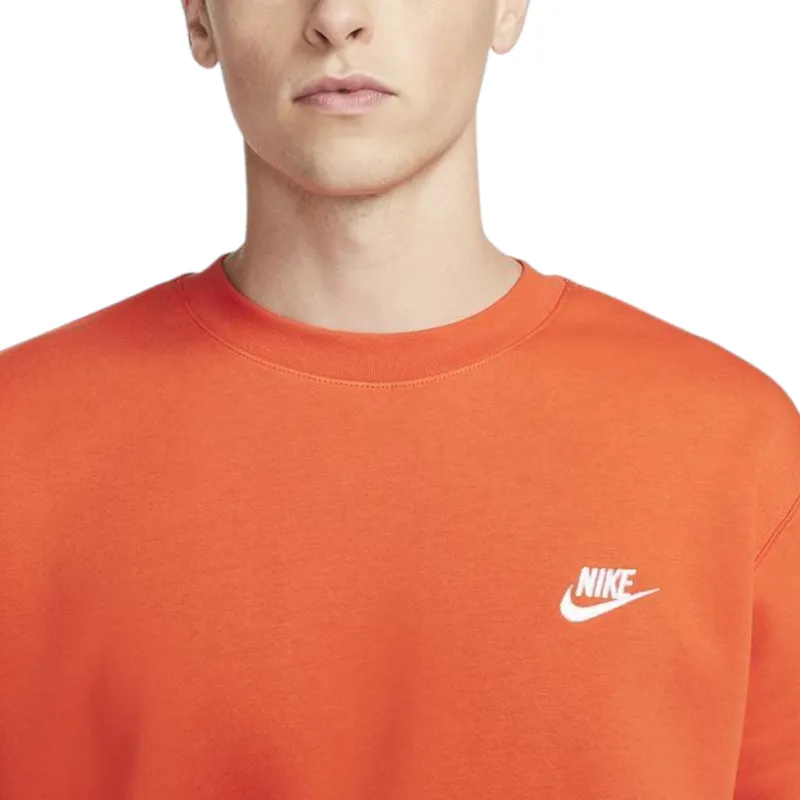 nike bv2662 men's sweatshirt club fleece sportswear light orange0