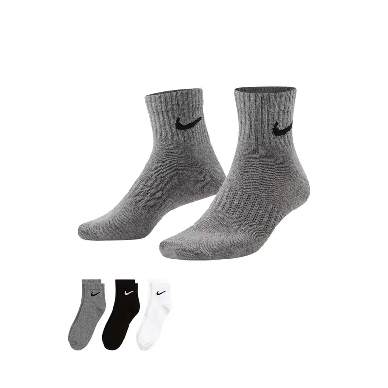 nike sx7677 mens ankle socks lightweight 3 pack black/white/grey1