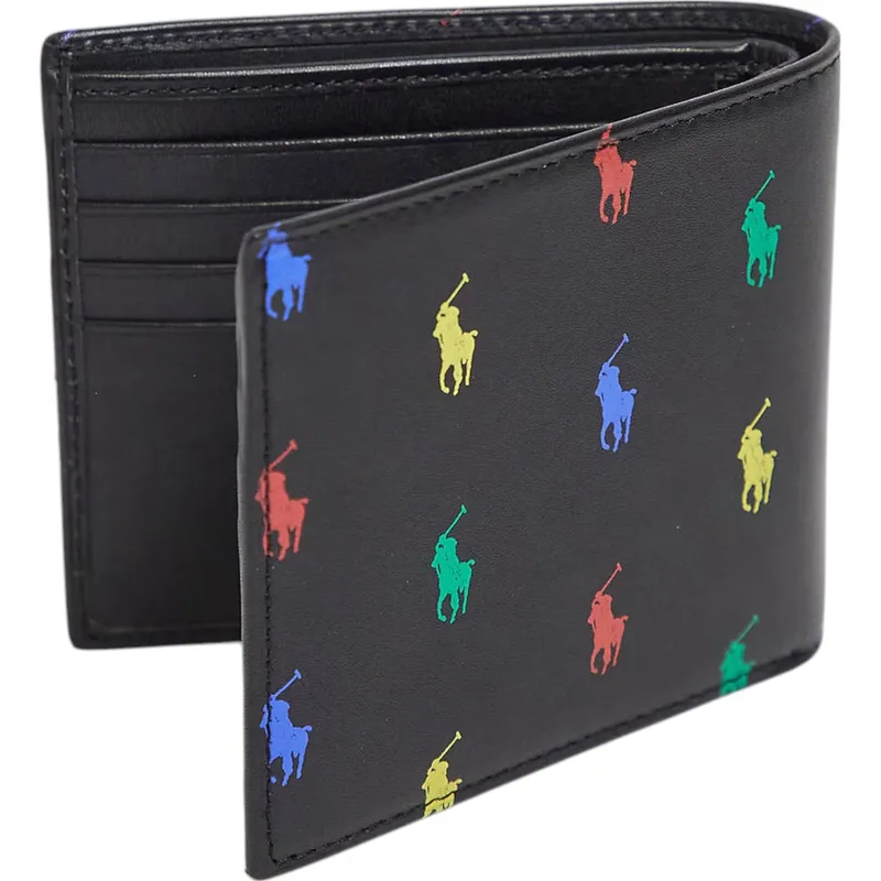 polo ralph lauren mens wallets allover pony leather wallet black0