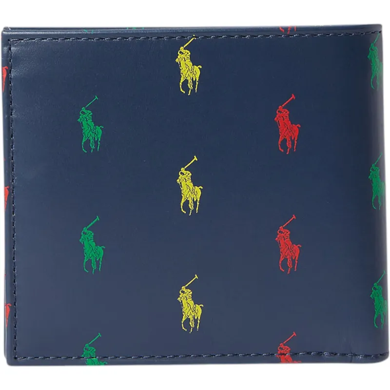 polo ralph lauren mens wallets allover pony leather wallet navy0