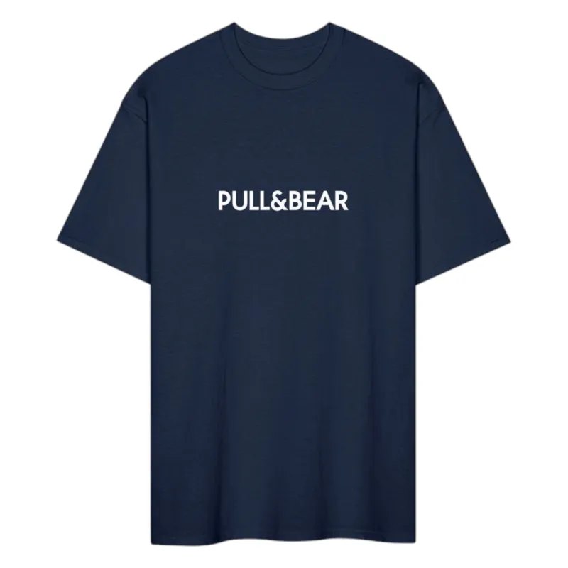 pull & bear mens t shirts trefoil short sleeve summer crew neck navy1