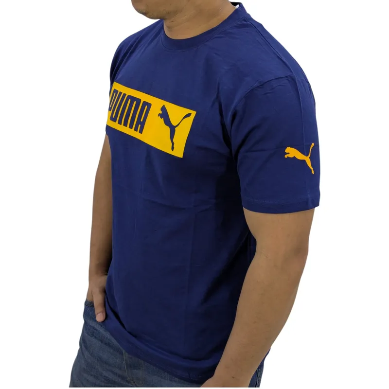puma mens essentials logo t shirts navy0