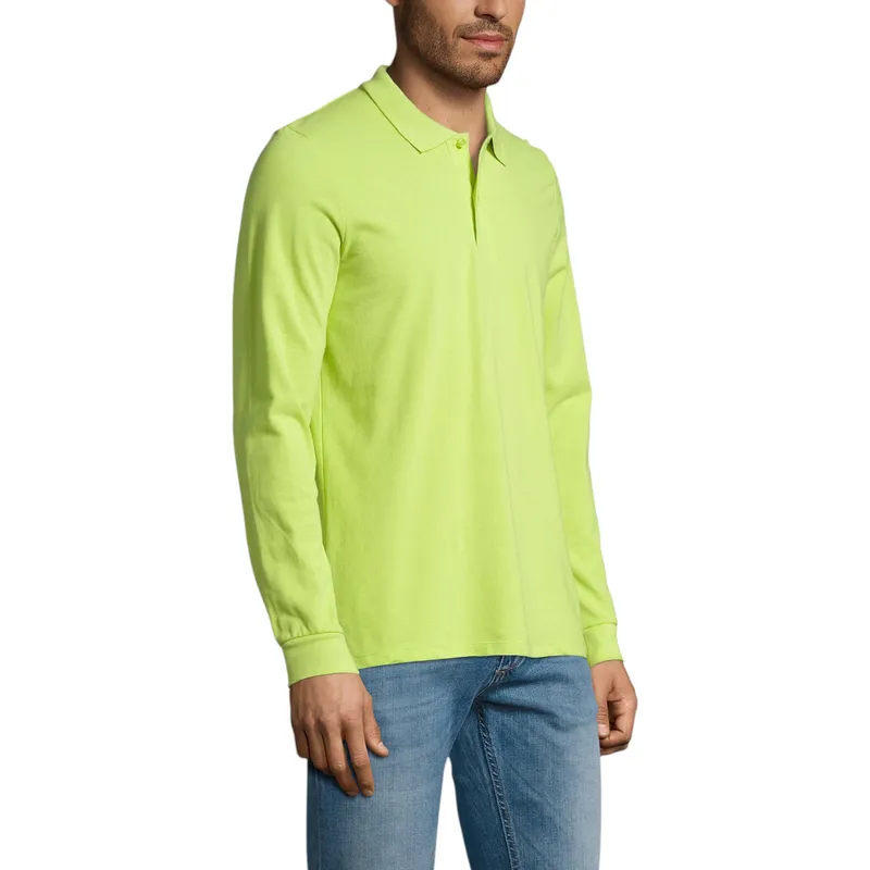 sol's perfect 11346 mens long sleeve polo shirts casual tee apple green0