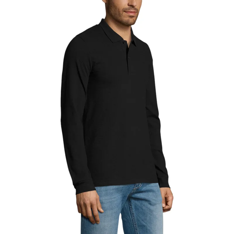 sol's perfect 11346 mens long sleeve polo shirts casual tee black0