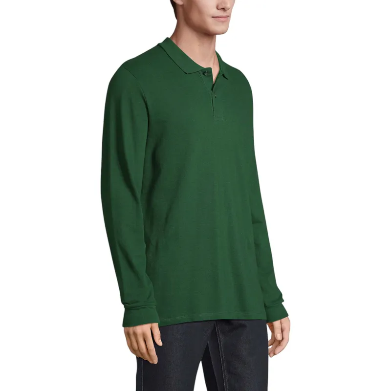 sol's perfect 11346 mens long sleeve polo shirts casual tee bottle green0