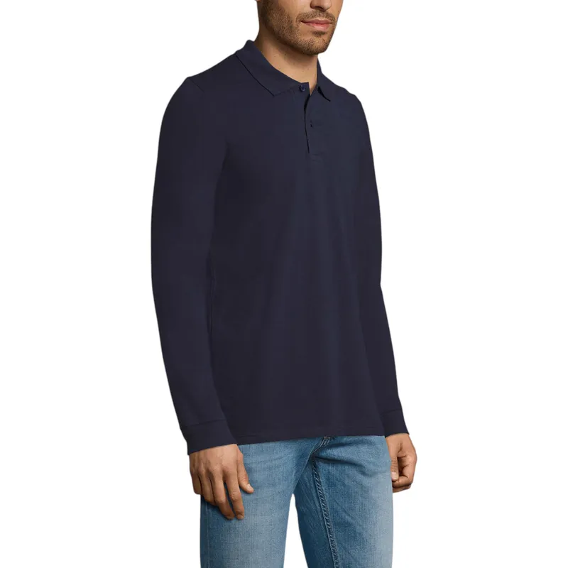 sol's perfect 11346 mens long sleeve polo shirts casual tee navy0