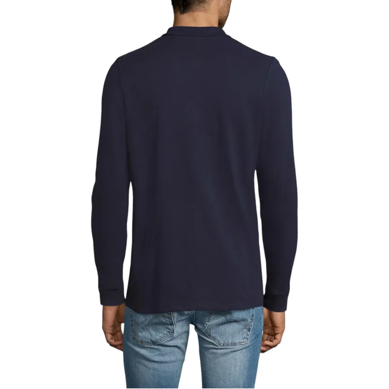sol's perfect 11346 mens long sleeve polo shirts casual tee navy1