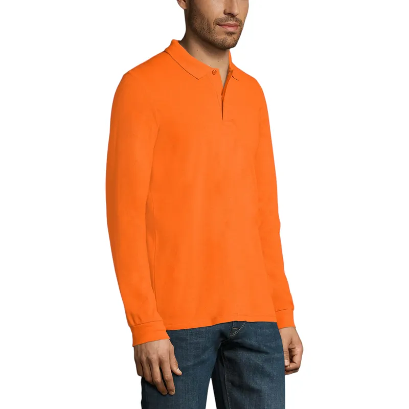 sol's perfect 11346 mens long sleeve polo shirts casual tee orange0