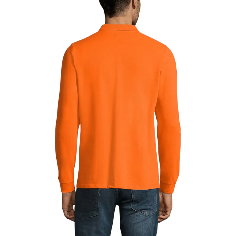 sol's perfect 11346 mens long sleeve polo shirts casual tee orange1