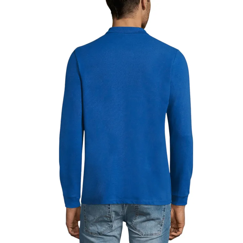 sol's perfect 11346 mens long sleeve polo shirts casual tee royal blue1