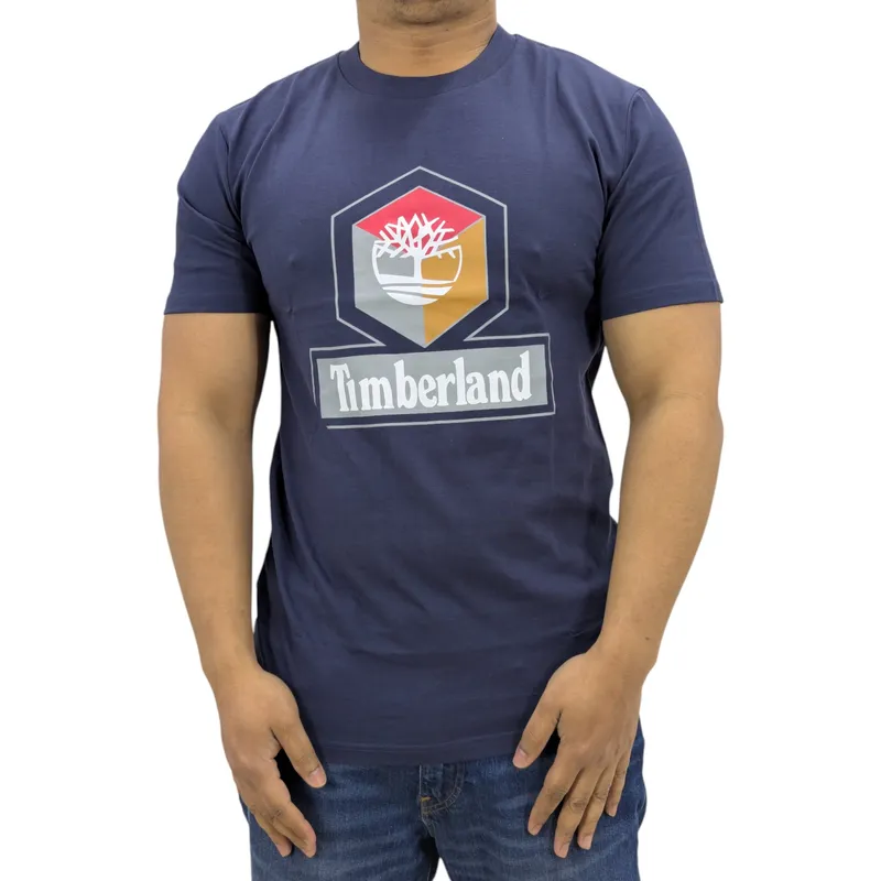 timberland cube print logo mens t shirts navy0