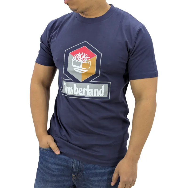 timberland cube print logo mens t shirts navy1