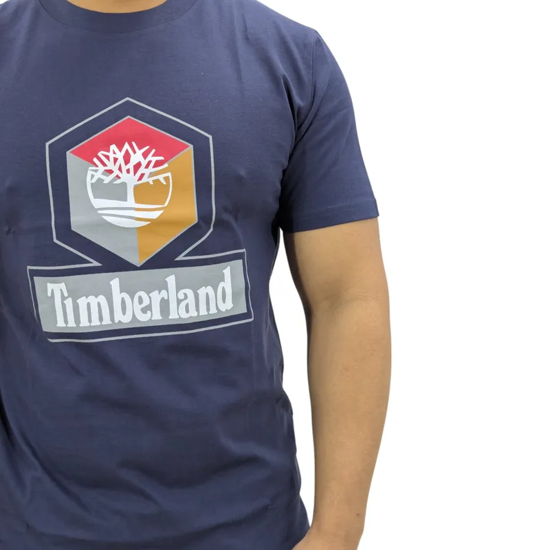 timberland cube print logo mens t shirts navy2