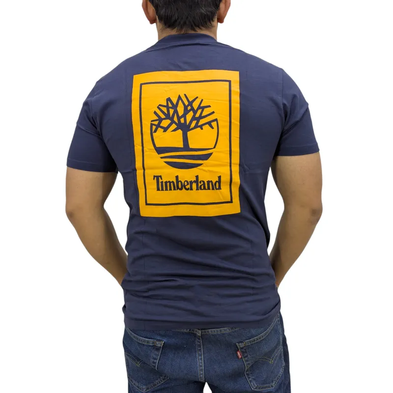 timberland large back print mens t shirts navy0