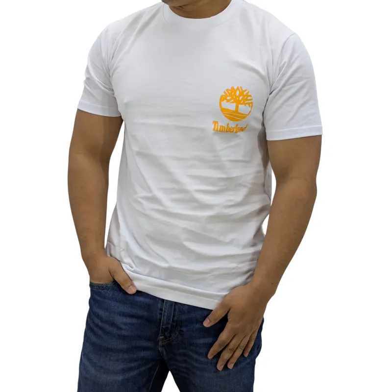timberland large back print mens t shirts white1