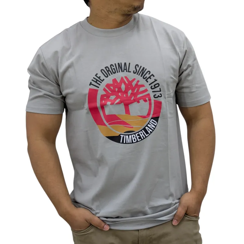 timberland mens t shirts classic logo short sleeve top new grey2