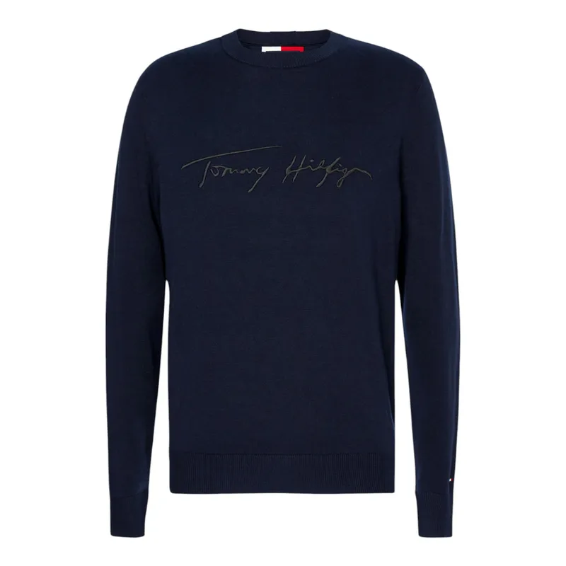 tommy hilfiger mens sweatshirt signature logo fleece pullover blue2
