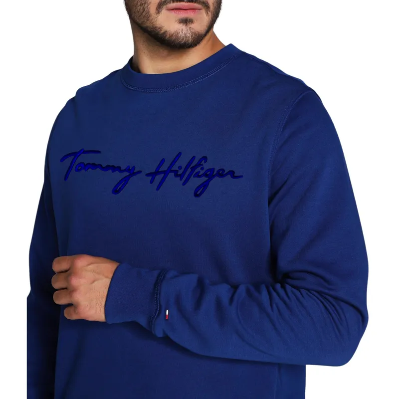 tommy hilfiger mens sweatshirt signature logo fleece pullover royal blue2