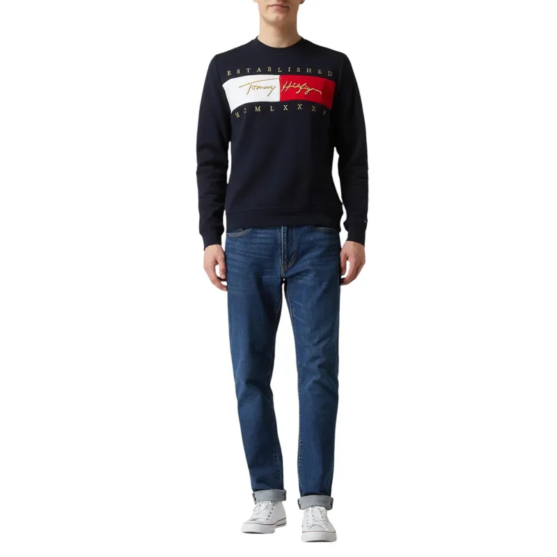 tommy hilfiger mens sweatshirts signature flag crew neck jumper navy0