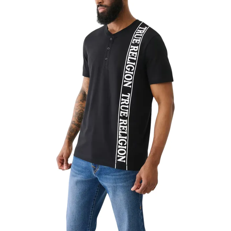 true religion mens henley t shirt short sleeve logo summer tee1