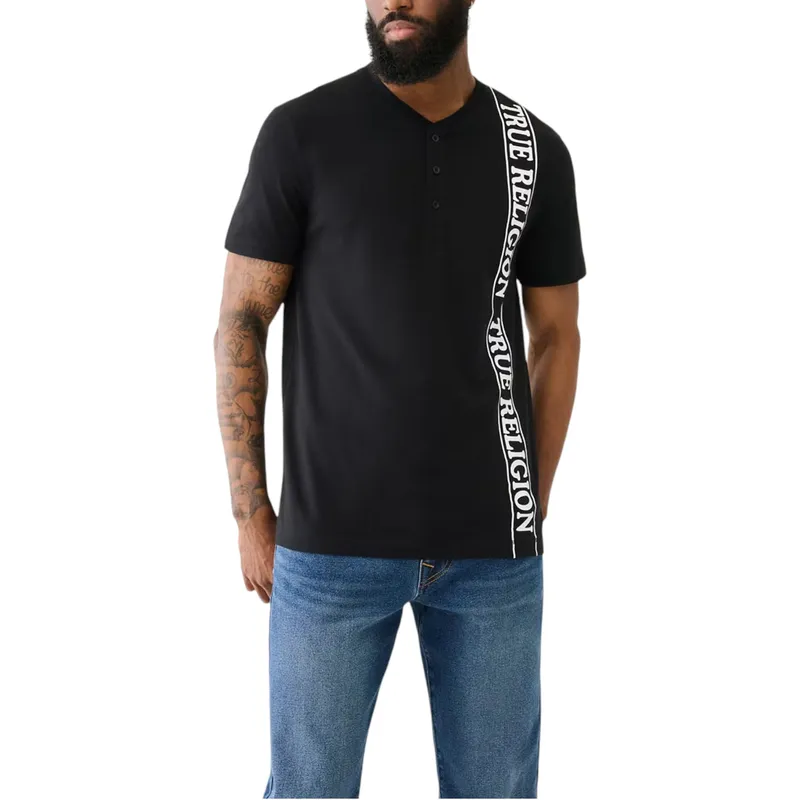 true religion mens henley t shirt short sleeve logo summer tee4